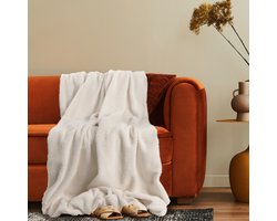 Paco Home Decoratieve Woonkamer Deken Knusse Sprei Boho Bank Deken Wasbaar Pluizig Crème