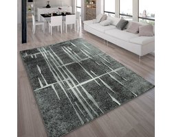 Paco Home Designervloerkleed Modern Trendy Laagpolig Vloerkleed In Grijs/Zwart/Crème/Gemêleerd 70x250 cm