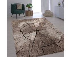 Paco Home Elegant Designervloerkleed Woonkamer Houtstam Boom-Look Natuurlijk Grijs/Bruin/Beige 80x150 cm