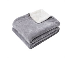 Paco Home Fluffy Knuffeldeken Sherpa Sofa Plaid Knuffelig Omkeerbaar Woondeken Scandi Grijs
