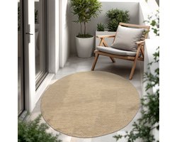 Paco Home In-& Outdoor Balkon Terras Keukenvloerkleed Eenkleurig Gemêleerd Patroon 200 cm Rund