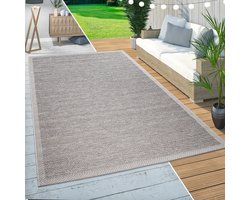 Paco Home In-& Outdoor Vloerkleed Balkon Terras Keukenvloerkleed Gegolfd Patroon Beige 200 cm Rund