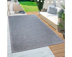 Paco Home In-& Outdoor Vloerkleed Balkon Terras Keukenvloerkleed Randen Design Blauw 200x280 cm