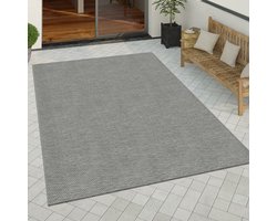 Paco Home In-& Outdoor Vloerkleed Keukenvloerkleed Eenkleurig Sisal Look Modern Grijs 200x280 cm