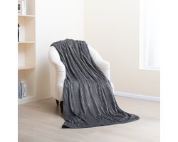 Paco Home Knuffeldeken Wafel Fleece Plaid Sprei Knuffelig Bank Woondeken Grijs