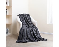 Paco Home Knuffelig Wafeldeken Fluffy Woondeken Sofa Deken Bank Zacht Plaid Sprei Antraciet