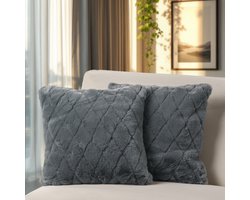 Paco Home Kussenhoes Decoratief Woonkamer Kussen Kussen Sofa Kussen Modern Uni Pluizig Antraciet