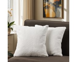 Paco Home Kussenovertrek Set Van 2 Decoratieve Woonbank Kussens Unicoloured Modern Design Crème