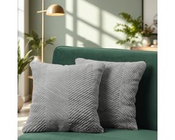 Paco Home Kussenovertrek Set Van 2 Decoratieve Woonbank Kussens Unicoloured Modern Design Grijs