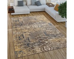 Paco Home Laagpolig Vloerkleed Woonkamer In Vintage-Used-Look Industriële Stijl 60x100 cm