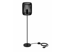 Paco Home LUCA FL / PEDRO Vloerlamp – Zwart – E27 – Max. 40W – Gevlochten Lampenkap – 250 cm Snoer