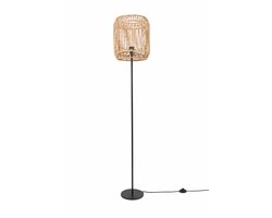 Paco Home LUCA FL / PEDRO Vloerlamp – Zwart/Naturel – E27 – Max. 40W – 250 cm Snoer