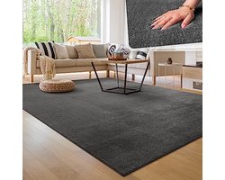 Paco Home Modern and Soft Living Room Rug Short Pile Washable Fluffy Uni Effect Fur Timeless Elegant Non-slip Easy Care, Size:200x280cm, Color:Anthracite