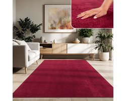 Paco Home Moderne woonkamer tapijt kortpolig wasbaar zacht uni effect bont antislip 200 cm Quadrat