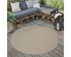 Paco Home Outdoor Vloerkleed Rond Weerbestendig Balkon Terras Keukenvloerkleed Eenkleurig 160 cm Rund