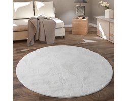Paco Home Rond Vloerkleed Hoogpolig Tapijt Woonkamer Kinderkamer Fluffy Pluche Zacht Pluizig Modern Ø 100 cm Rund
