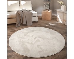 Paco Home Rond Vloerkleed Hoogpolig Tapijt Woonkamer Kinderkamer Fluffy Pluche Zacht Pluizig Modern Ø 100 cm Rund