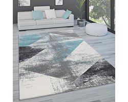 Paco Home Rug Living Room Short Pile Pastel Vintage Look Abstract Pattern Versch. Styles, Size:60x100cm, Color:Turquoise
