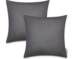 Paco Home Set Van 2 Kussenhoes 45x45 Decokussen Kussenovertrek Strepen Indoor Outdoor Deco Antraciet