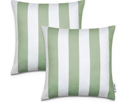 Paco Home Set Van 2 Kussenhoes 45x45 Decokussen Kussenovertrek Strepen Indoor Outdoor Deco Groen