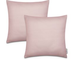 Paco Home Set Van 2 Kussenhoes 45x45 Decokussen Kussenovertrek Strepen Indoor Outdoor Deco Roze