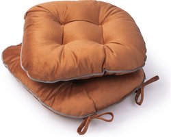 Paco Home Sitzkissen mit Befestigungsbänder 40x40 Stuhlauflage Kissen Stuhlkissen 2er Set Koper