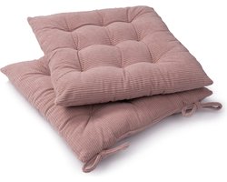Paco Home Sitzkissen mit Befestigungsbänder 40x40 Stuhlauflage Kissen Stuhlkissen 2er Set Roze