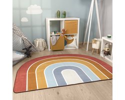 Paco Home Tapijt Rond Voor Kinderen Vloerkleed Kinderkamer Regenboog Wasbaar In Wasmachine 120x160 cm regenbogen-form