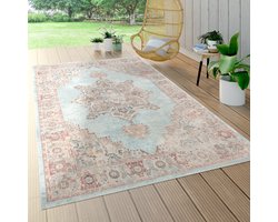 Paco Home Tapijt Voor Binnen En Buiten Balkon Marokkaans Ornamenten Mandala Turquoise 60x100 cm