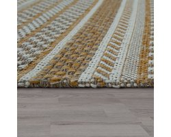 Paco Home Vloerkleed Beige Keuken Woonkamer, Gang Weefpatroon Strepen Rustiek Oosters Design 80x150 cm