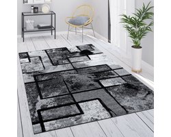 Paco Home Vloerkleed Grijs Woonkamer Vintage Laagpolig Geometrisch Abstract Patroon 160x230 cm