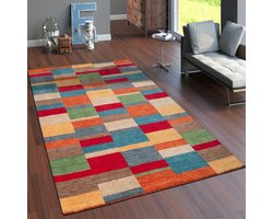 Paco Home Vloerkleed Handgeweven Gabbeh Hoogwaardig Wol Gemêleerd Geruit Veelkleurig 200x300 cm