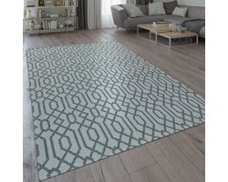 Paco Home Vloerkleed Keuken Grijs Woonkamer Gang Vlechtpatroon Weefdesign Skandi-Look 120x160 cm
