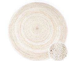 Paco Home Vloerkleed Rond Woonkamer Jute Boho Ethno Handgemaakt Natuurlijk Vloerkleed 80 cm Rund