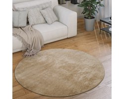 Paco Home Vloerkleed Rond Woonkamer Laagpolig Modern Pluizig Wasbaar Eenkleurig 200 cm Rund