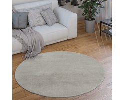 Paco Home Vloerkleed Rond Woonkamer Laagpolig Modern Pluizig Wasbaar Eenkleurig 200 cm Rund