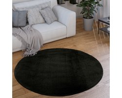 Paco Home Vloerkleed Rond Woonkamer Laagpolig Modern Pluizig Wasbaar Eenkleurig 200 cm Rund