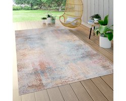 Paco Home vloerkleed voor binnen en buiten, laagpolig voor balkon terras, used-look kleurrijk 160x230 cm