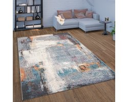 Paco Home vloerkleed voor binnen en buiten, laagpolig voor balkon terras, used-look kleurrijk 60x100 cm