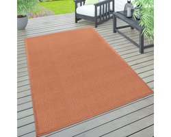 Paco Home vloerkleed voor binnen en buiten, terras en balkon, weerbestendig effen met structuur 200x280 cm