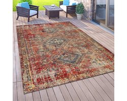 Paco Home Vloerkleed voor buiten voor balkon, laagpolig met oosters design, verschillende kleuren en formaten 60x100 cm