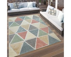 Paco Home Vloerkleed Voor Terrassen Binnen En Buiten Ruitpatroon Modern Geometrisch Design Bont 160x230 cm