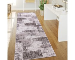Paco Home Vloerkleed Woonkamer Laagpolig Vintage Abstract Modern Geometrisch Ruitpatroon 60x100 cm