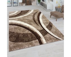 Paco Home Vloerkleed Woonkamer Laagpolig Vintage Handgemaakt Contour Gesneden 3D Look 160x230 cm