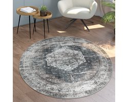 Paco Home Vloerkleed Woonkamer Platweefsel Rond Modern Oosters Ornamenten Vintage Wasbaar 200 cm Rund