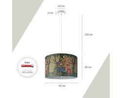 Paco HomeHanglamp Kinderkamer Plafondlamp Stof Lampenkap Rond Junglel