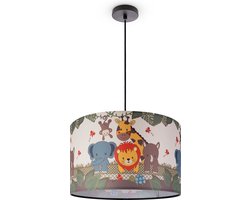 Paco HomeHanglamp Kinderkamer Plafondlamp Stof Lampenkap Rond Junglel