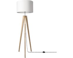 Paco HomeTafellamp Driepoot Lamp Nachtkastje Staande Lamp E27 Stoffen Lampenkap Uni