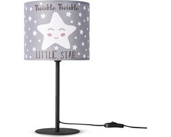 Paco HomeTafellamp Kinderkamer Stoffen Lampenkap Rond Wandlamp Maan Sterren E14