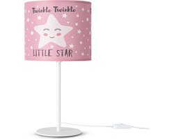 Paco HomeTafellamp Kinderkamer Stoffen Lampenkap Rond Wandlamp Maan Sterren E14